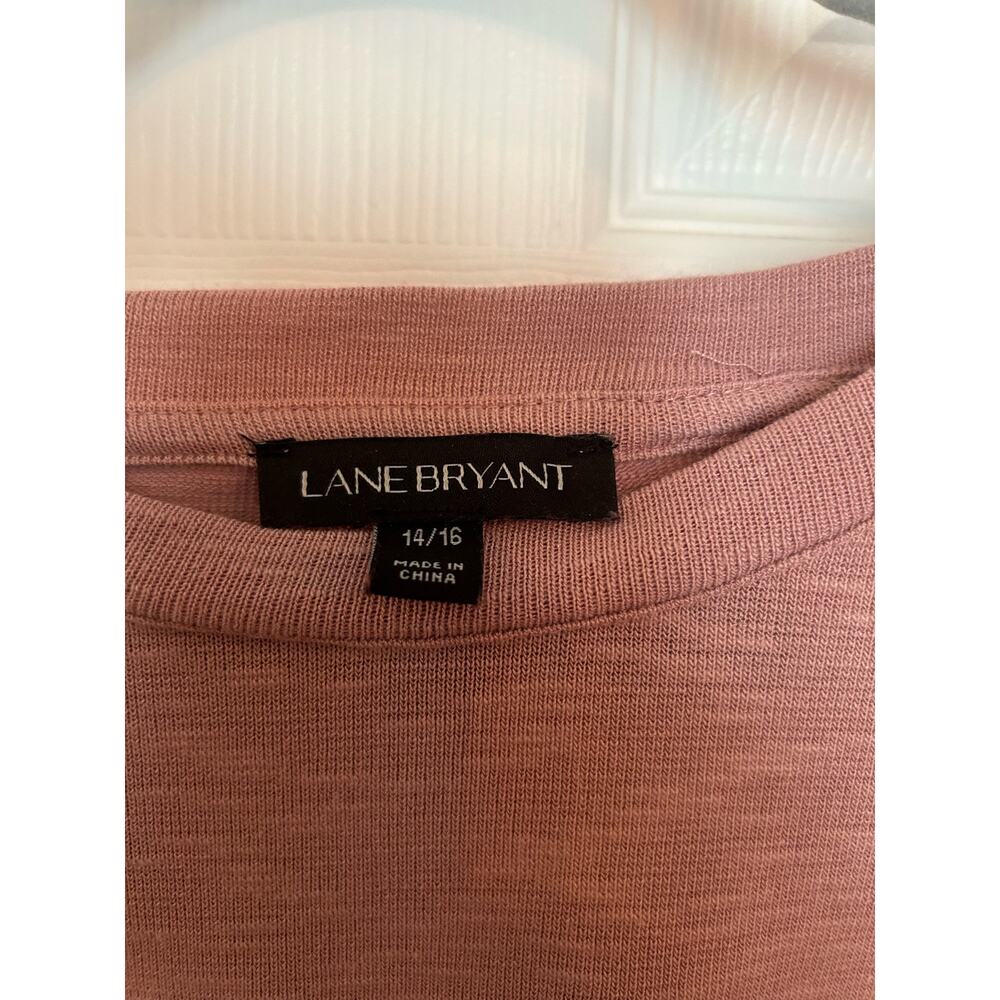 Lane Bryant pink long sleeve shirt with lace detail, Size 14/16 - Picture 2 of 7